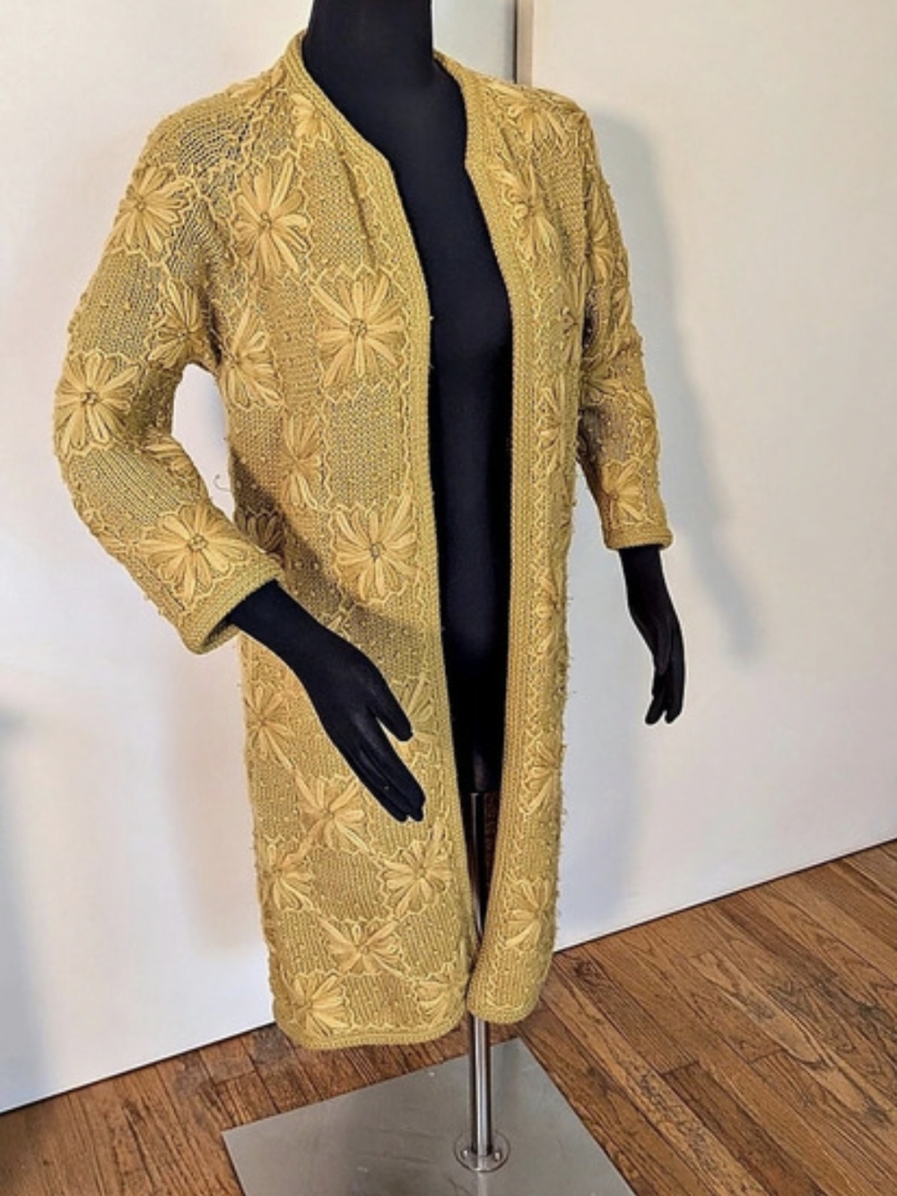 Yellow Floral Open Front Cardigan